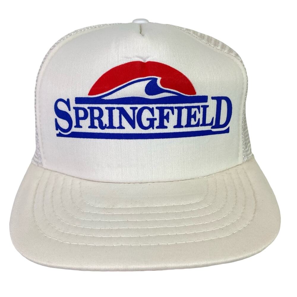 Springfield Vintage Trucker Hat Cap White 80s Retro Mesh Snap Back